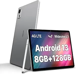 UMIDIGI G5 Tab Unlocked Android 13 Tablet 8(4+4) GB RAM+128GB,10.1” HD+ Full View Display with Pen, 6000 mAh Mega Battery with Cellular and WiFi, Support 1 TB Expandable
